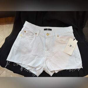 7 For All Mankind White Jean Cutoff Shorts